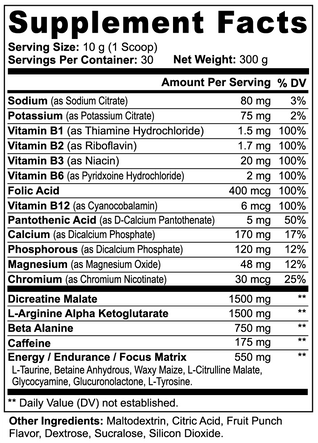 Nitric Shock Pre-Workout Powder (Fruit Punch)